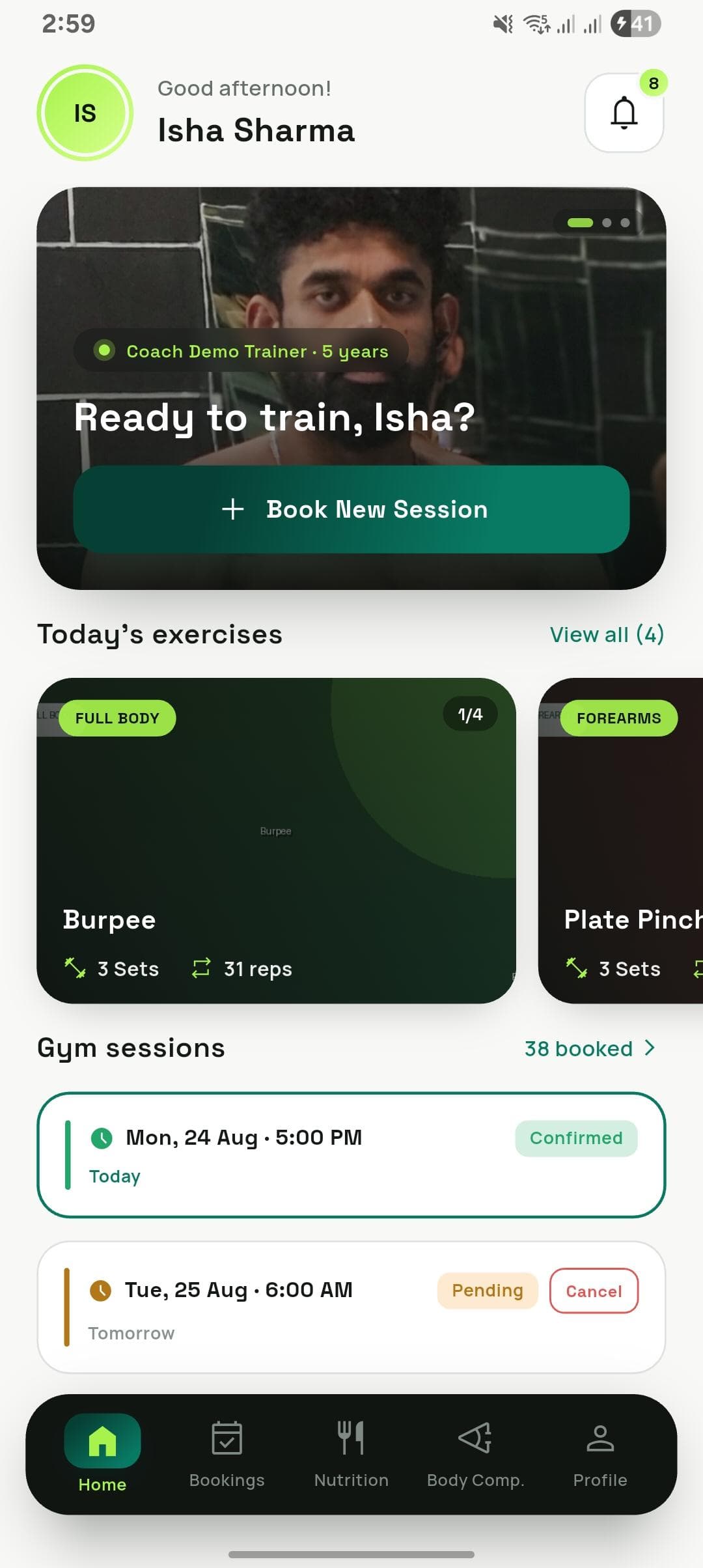 FITVOX offline trainee app โ ready to train and today's exercises